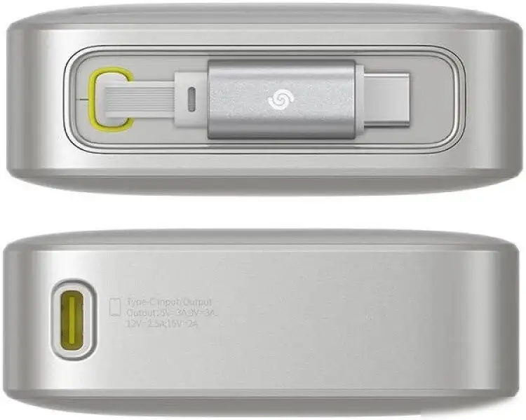 Внешний аккумулятор Baseus Free2Pull Power Bank with Retractable Cable 30W 10000mAh (серый) – фото товара