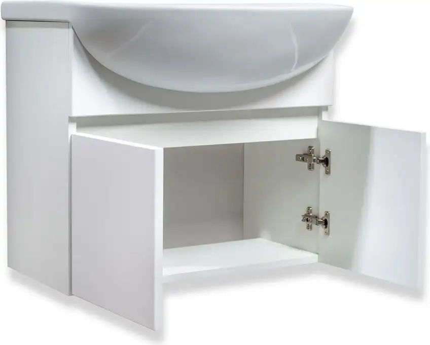 Runo Тумба с умывальником Runo Лада 50 + Уют 50 (подвесная, белый) – фото товара