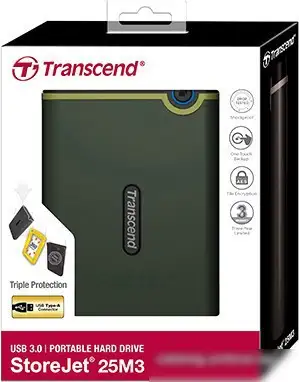Внешний жесткий диск Transcend StoreJet 25M3 1TB (зеленый) – фото товара