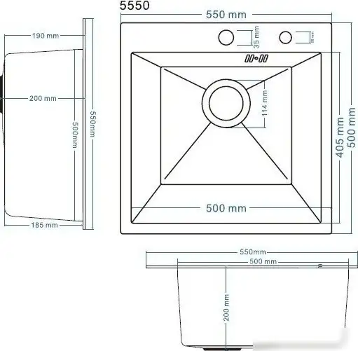 Кухонная мойка Schtoff Best Decor Silver 5550 + коландер металл K-1 BLACK + дозатор SD-1 GREY - фото товара