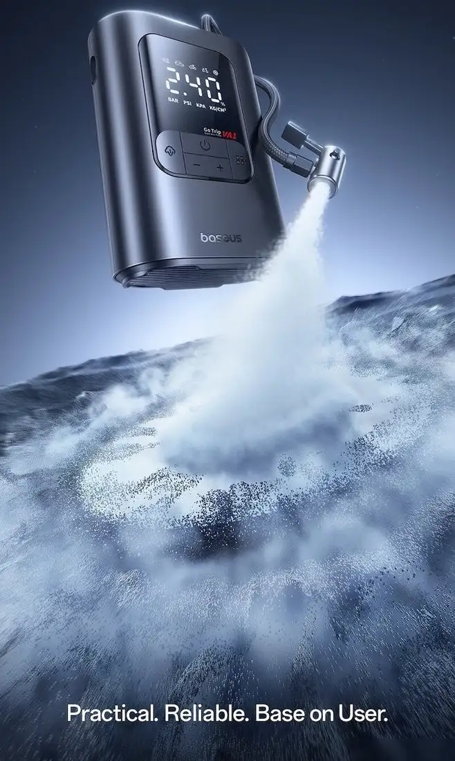 Автомобильный компрессор Baseus GoTrip VA1 Super Mini Wireless Inflator 19-Cylinder Cosmic Black C0119501 – фото товара