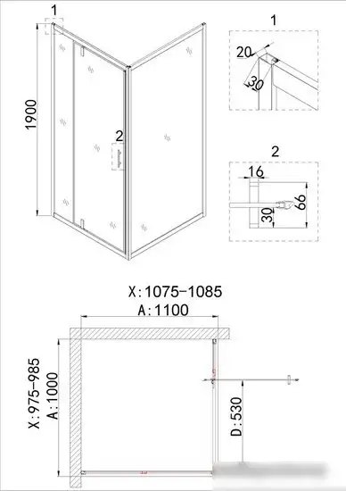 Душевой уголок Niagara NG-43-10AG-A110G 100x110x190 - фото товара
