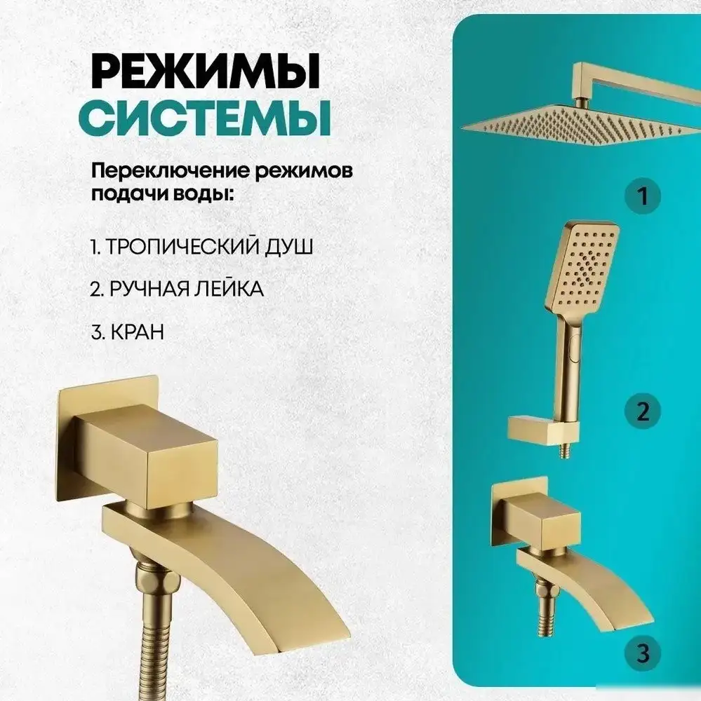 Душевая система Grocenberg GB5007 (золото матовый) - фото товара