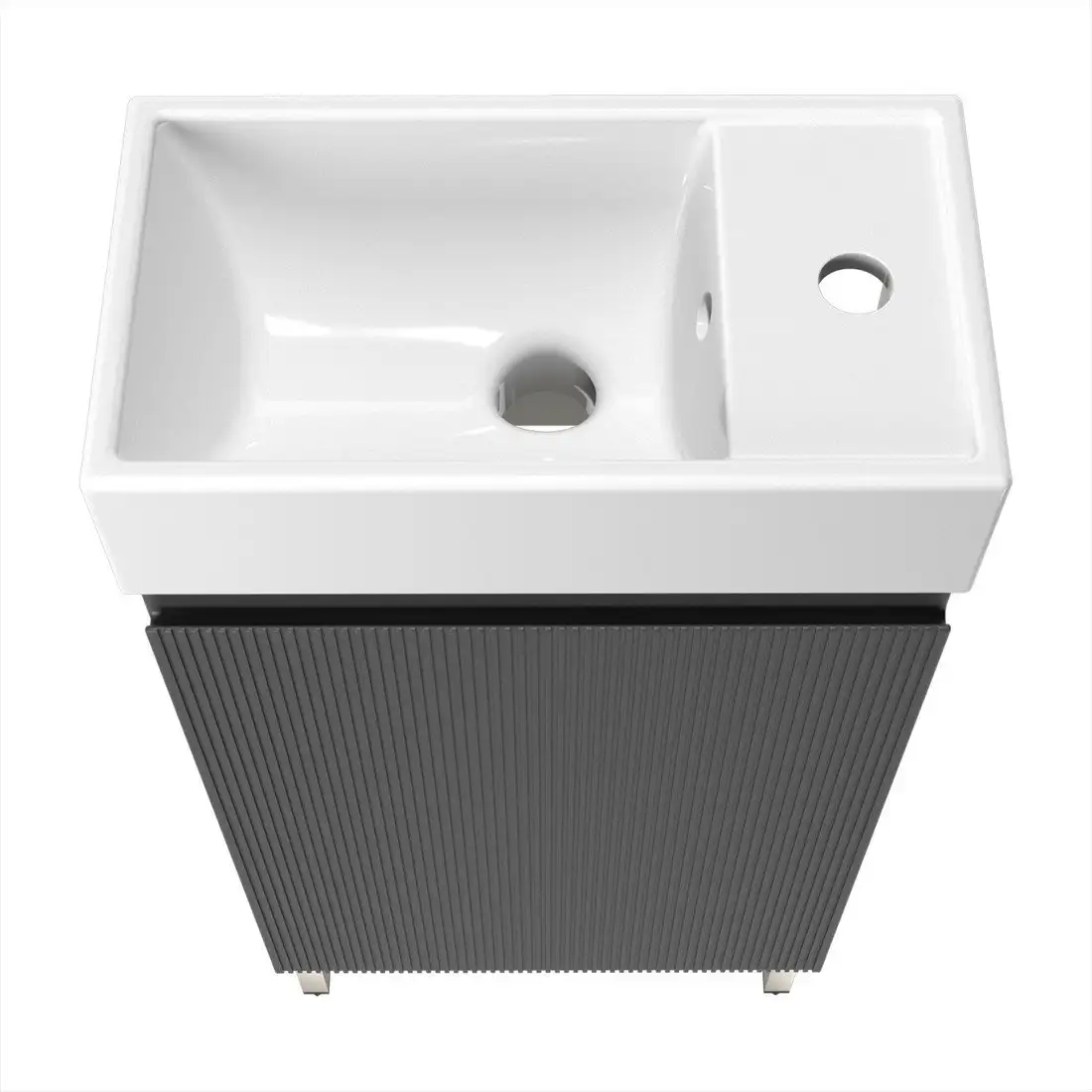 Wellsee Тумба под умывальник 3 в 1 WC Area 221802003 (тумба/матовый темно-серый, раковина/глянцевый белый, ножки/нержавеющая сталь) – фото товара