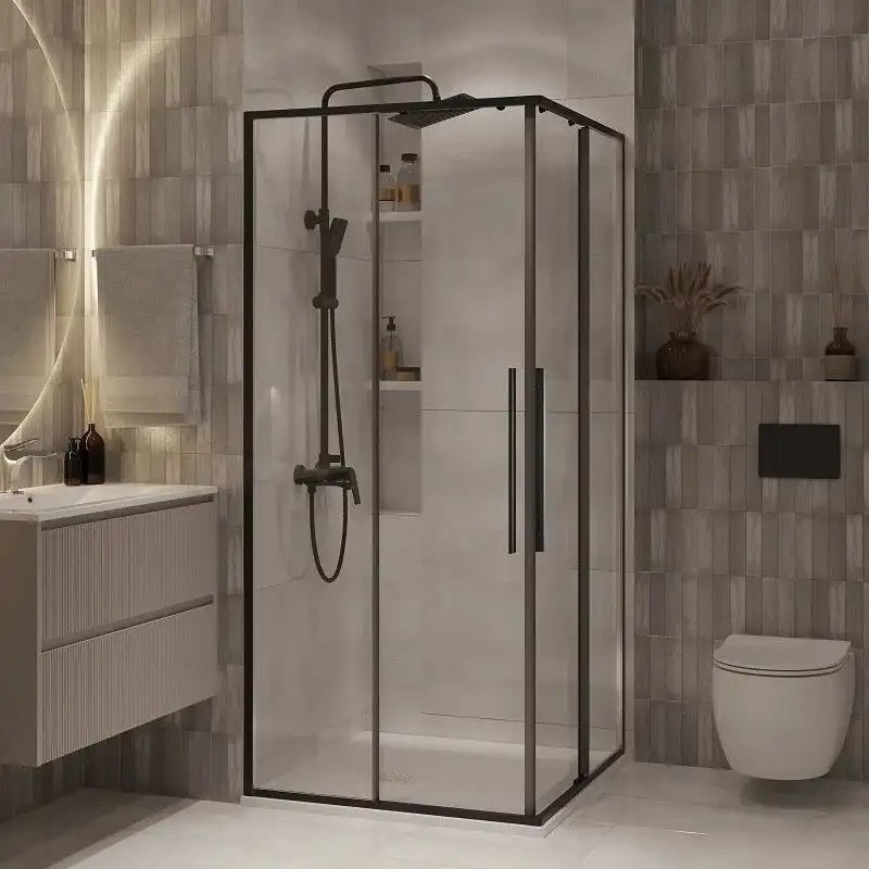 Душевой уголок Niagara NG-6824-34BLACK 100x100x195 (черный матовый/прозрачное стекло) - фото товара