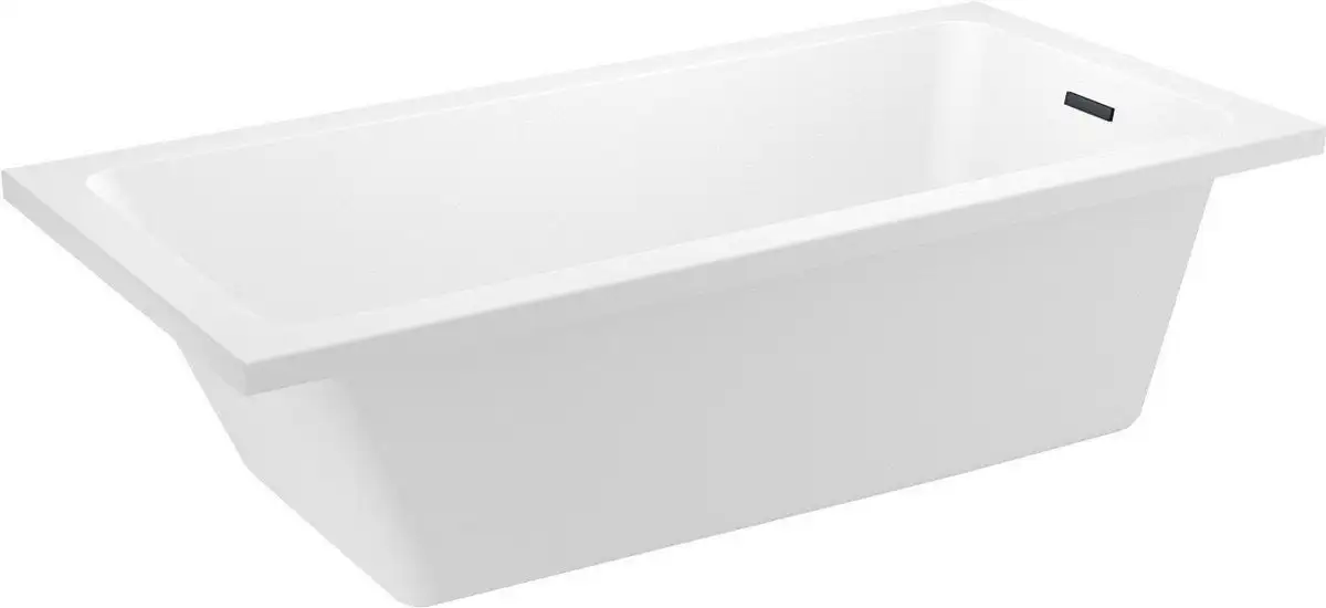 Ванна Wellsee FreeDom 2.0 180x85 23300303R (встраиваемая ванна белый глянец, сифон-автомат матовый черный) - фото товара