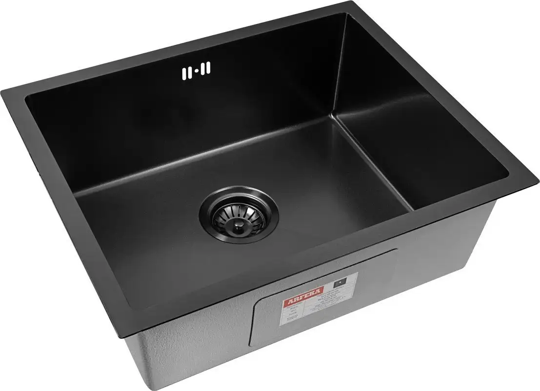 Кухонная мойка ARFEKA ECO AR 550*450 BLACK PVD NANO DECOR VOLCANIC ROCK - фото товара