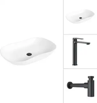 Умывальник Lauter 21570 + Moon 21СК8691BS с сифоном 21635B (черный матовый) - изображение в каталоге