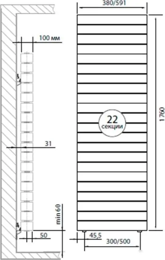 Дизайн-радиатор Royal Thermo PianoForte Tower 500 new/Silver Satin - 22 секций - фото товара