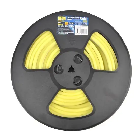 Светодиодная лента Uniel ULS-N11-2835-120LED-m-8mm-IP67-DC24V-10W-m-15M-YELLOW – фото товара