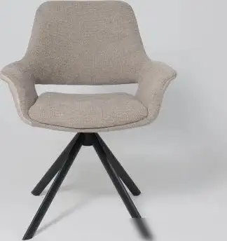 Стул с подлокотниками Мамадома Offy-R 360 (g05 Grey Beige шенилл Lux - Milk замша Lux/черный) – фото товара