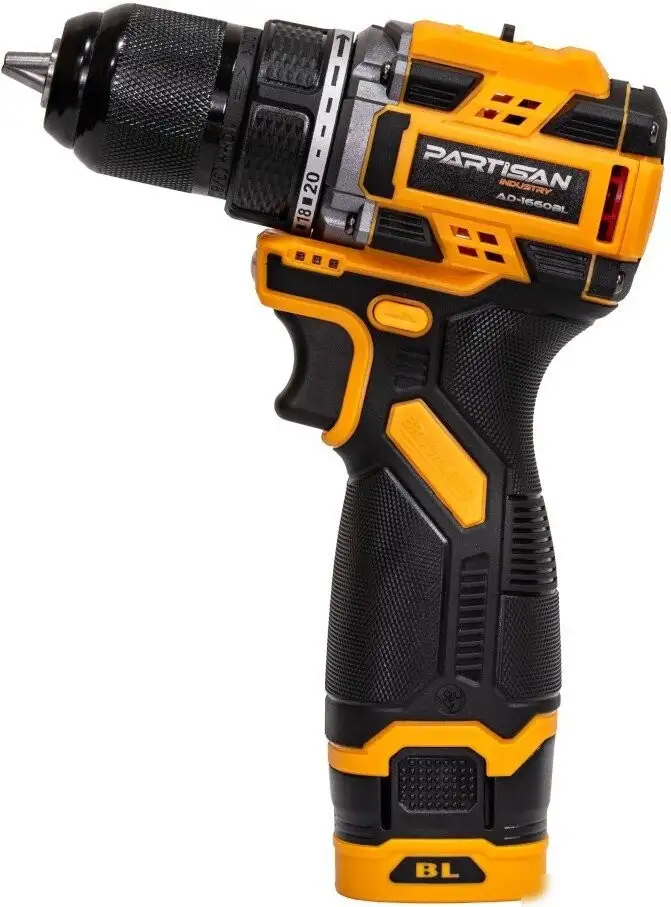 Дрель-шуруповерт Partisan AD-1660BL (с 2-мя АКБ, кейс) – фото товара