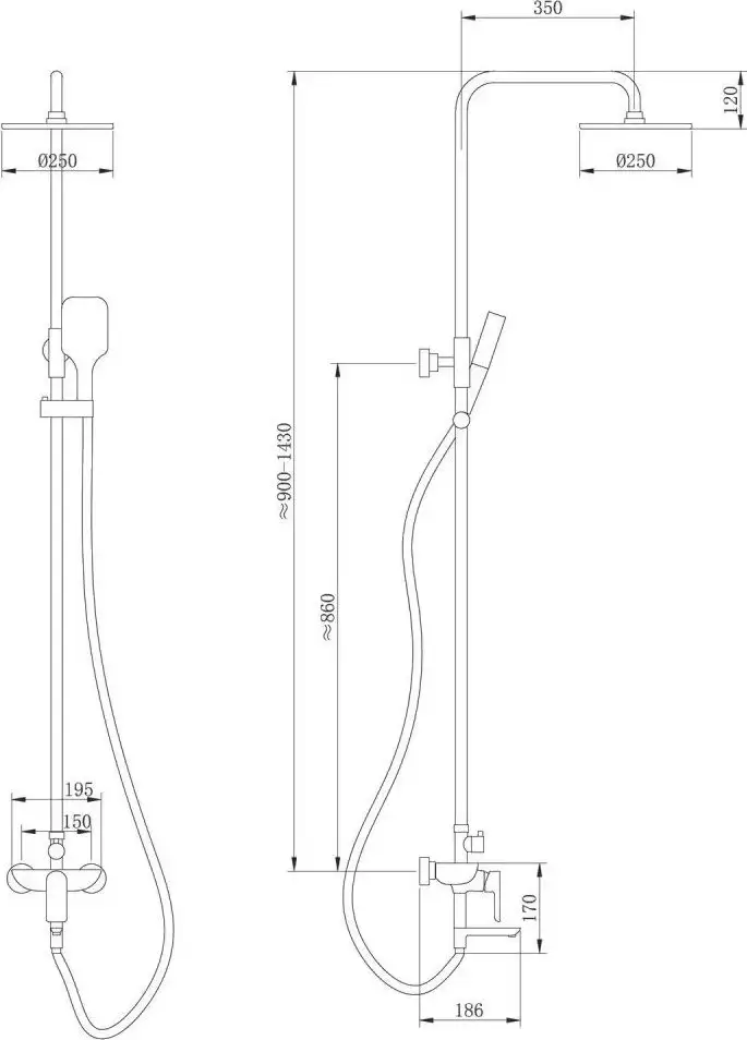 Душевая система Abber Weiss Insel AF8016FWL - фото товара
