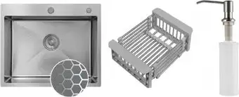 Кухонная мойка Schtoff Best Decor Silver 5550 + коландер KR-1 GREY + дозатор SD-1 SILVER - изображение в каталоге