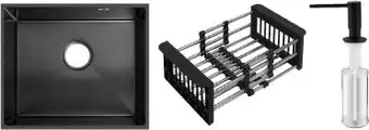 Кухонная мойка Schtoff Undermount Best Decor Black 5545 + коландер KR-1 BLACK+ дозатор SD-1 BLACK - изображение в каталоге