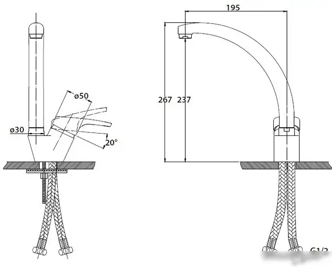 Смеситель Kaiser County 55244-2 (никель) - фото товара