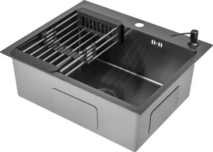 Кухонная мойка Saniteco 5045 Nano (с сифоном, дозатором и коландером) - фото товара