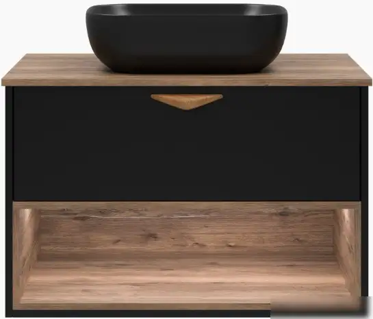 Brevita Тумба под умывальник Bergen 80 BER-07080-19-02-1Я (черный/темное дерево) – фото товара