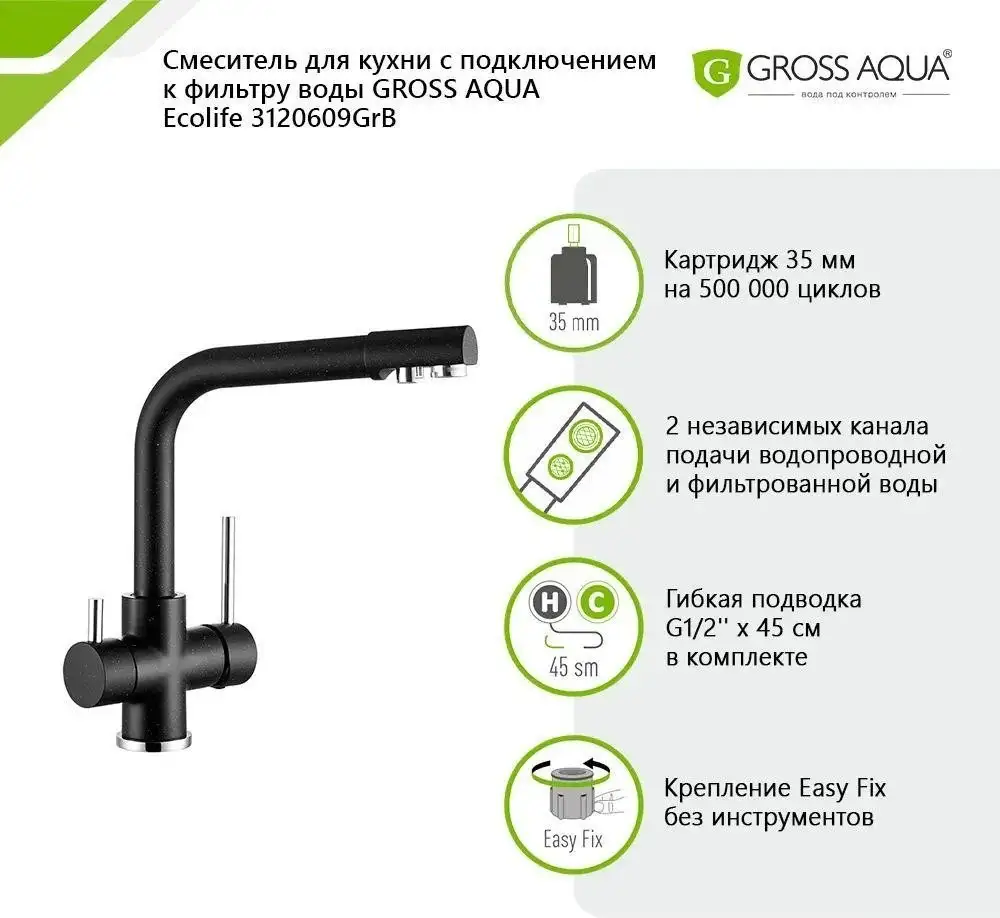 Смеситель Gross Aqua Ecolife 3120609GrB - фото товара