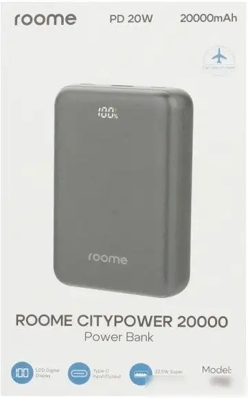 Внешний аккумулятор Roome CityPower P92 20000mAh (черный) – фото товара
