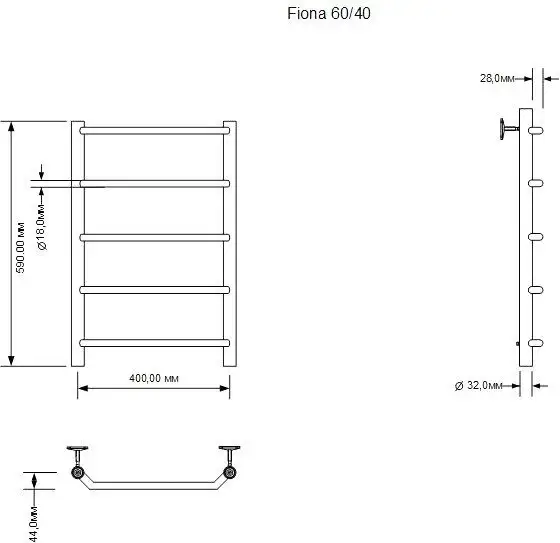 Полотенцесушитель Aquanet Fiona 60x40 281993 (правый) - фото товара