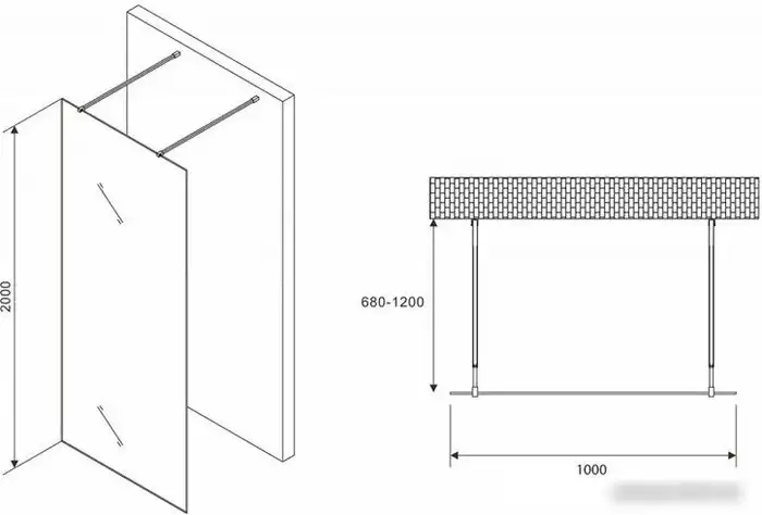 Душевая стенка Abber Immer Offen AG68100BF8 - фото товара