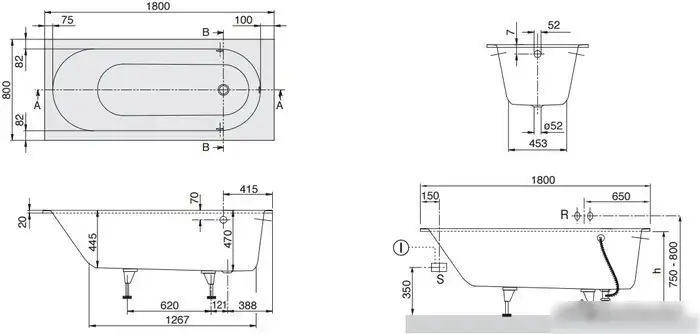 Ванна Villeroy & Boch Oberon 160x75 UBQ160OBE2V - фото товара