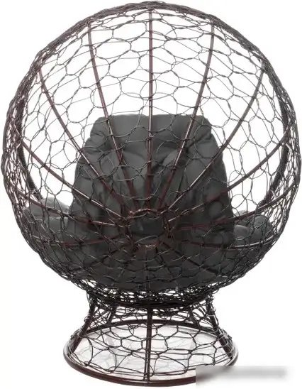 Кресло M-Group Кокос на подставке 11590209 (коричневый ротанг/серая подушка) – фото товара