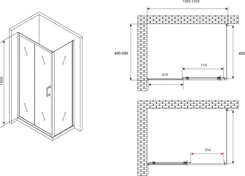 Душевой уголок Abber Schwarzer Diamant AG30140B5-S50B5 - фото товара