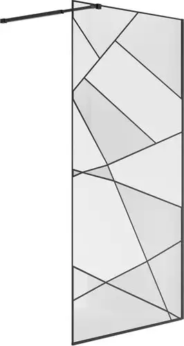 Душевая стенка Niagara NG-680-10BLACK 100x195 (черный матовый/прозрачное стекло с рисунком) - предпросмотр изображения Душевая стенка Niagara NG-680-10BLACK 100x195 (черный матовый/прозрачное стекло с рисунком) - изображение в каталоге