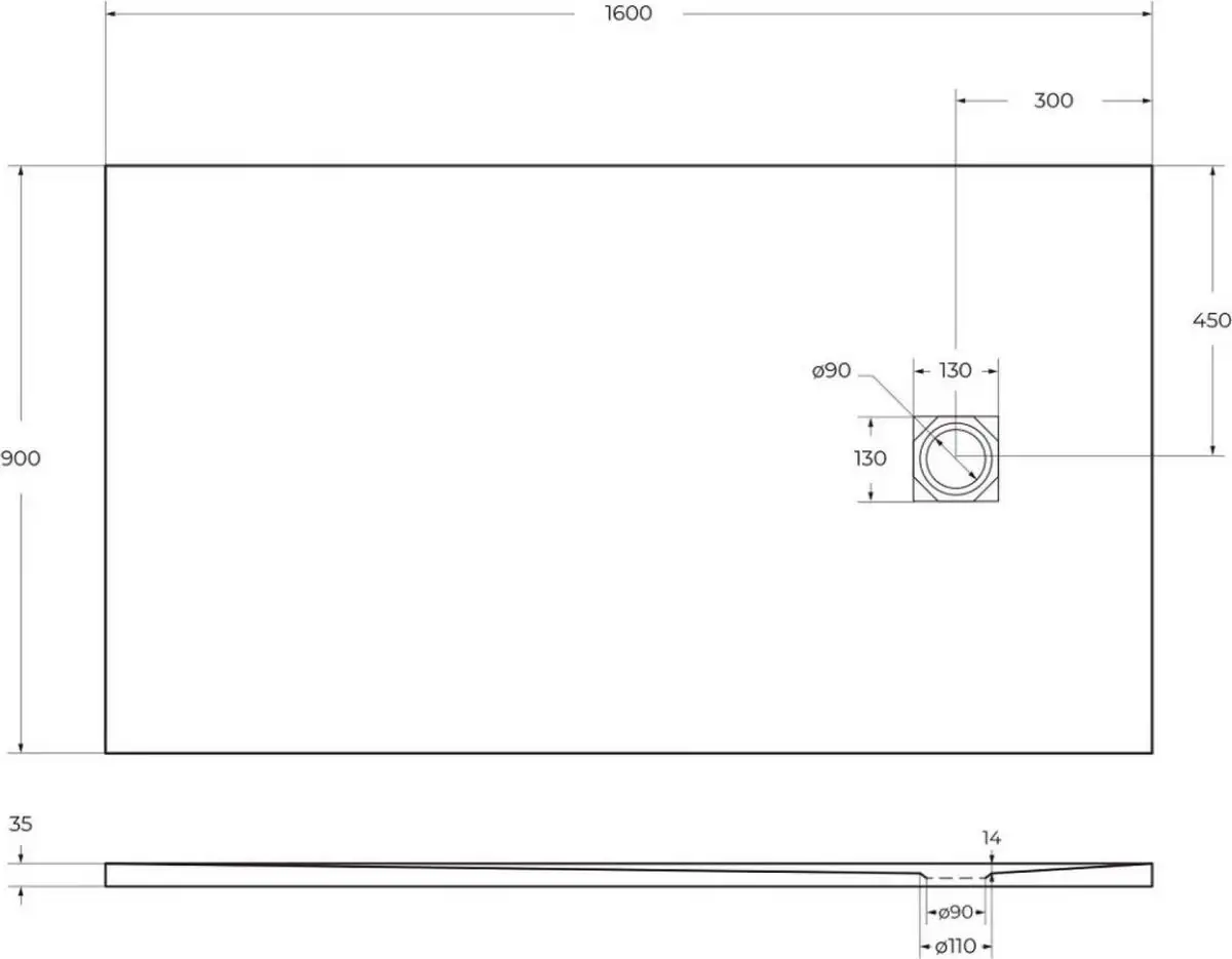 Душевой поддон BelBagno TRAY-MR-UNO-AH-160/90-35-W-BO - фото товара