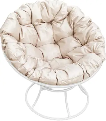 Кресло M-Group Папасан 12010101 (белый/бежевая подушка) – изображение в каталоге