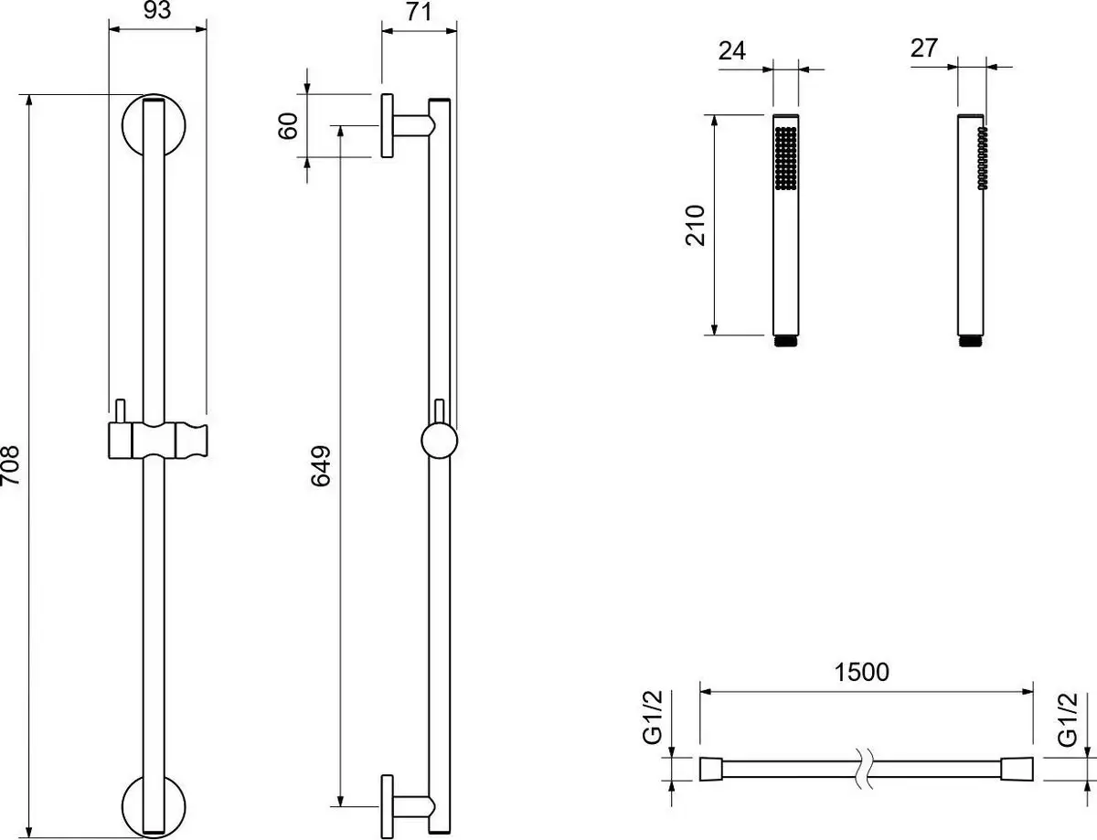 Душевой гарнитур Aquatek Европа AQ2012MB (черный матовый) - фото товара