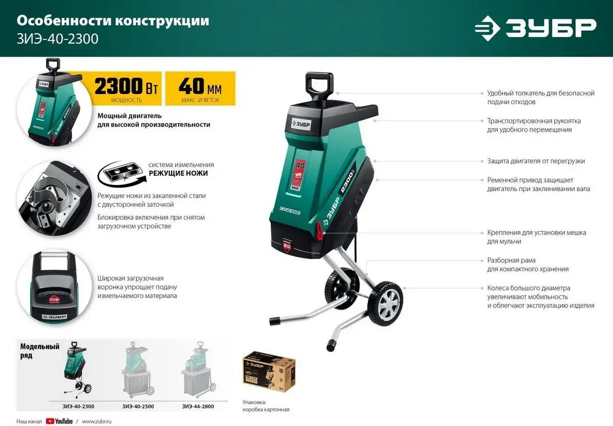 Садовый измельчитель Зубр ЗИЭ-40-2300 – фото товара