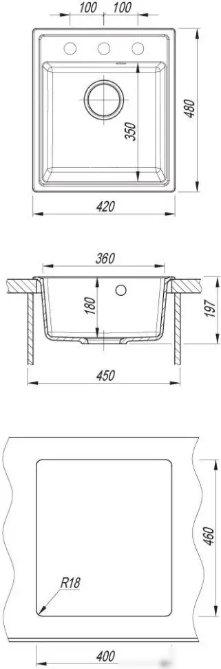 Кухонная мойка Uperwood UPD-406 (уголь) - фото товара