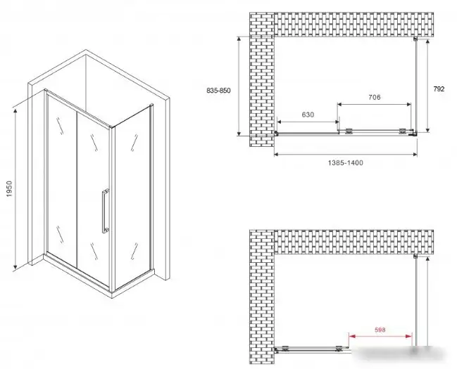 Душевой уголок Abber Schwarzer Diamant AG30140H-S85 - фото товара