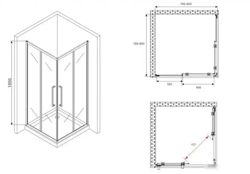 Душевой уголок Abber Schwarzer Diamant AG02080BDTH - фото товара