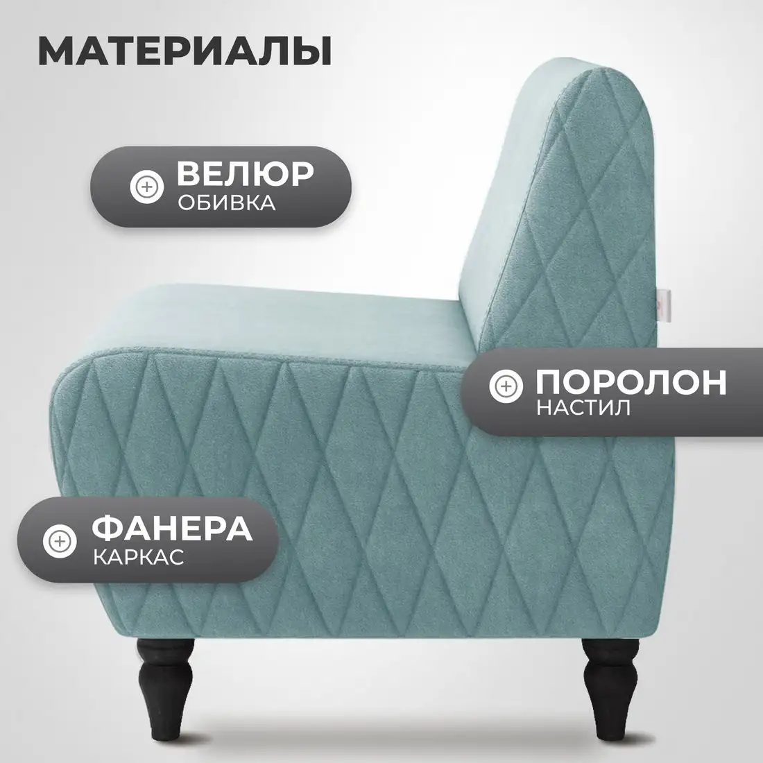 Интерьерное кресло MONOFIX Буно кресло (велюр/светло-зеленый №10)