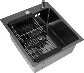 Кухонная мойка Basic CL DS Decor 45x50 (черный, коландер, дозатор) - изображение в каталоге