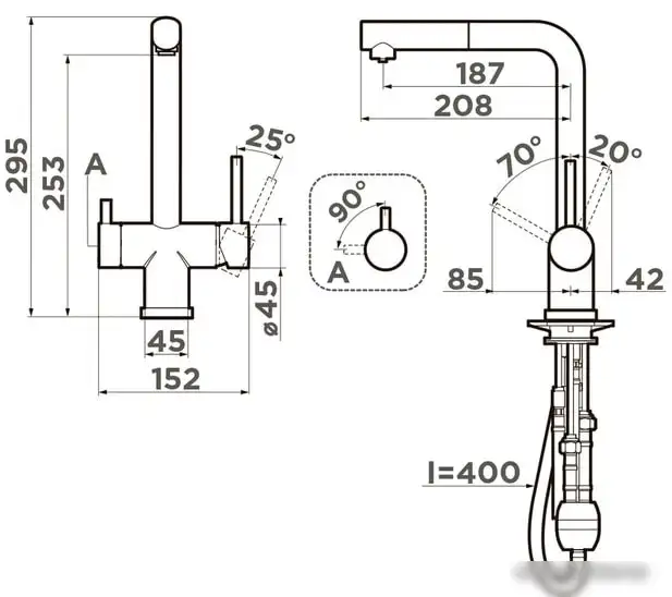 Смеситель Omoikiri Takamatsu-S BN (нержавеющая сталь) - фото товара