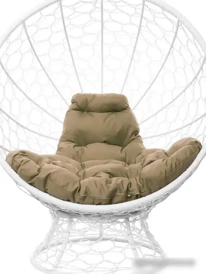 Кресло M-Group Кокос на подставке 11590101 (белый ротанг/бежевая подушка) – фото товара