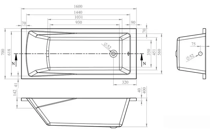 Ванна Lavinia Boho One 160x70 3701006P - фото товара