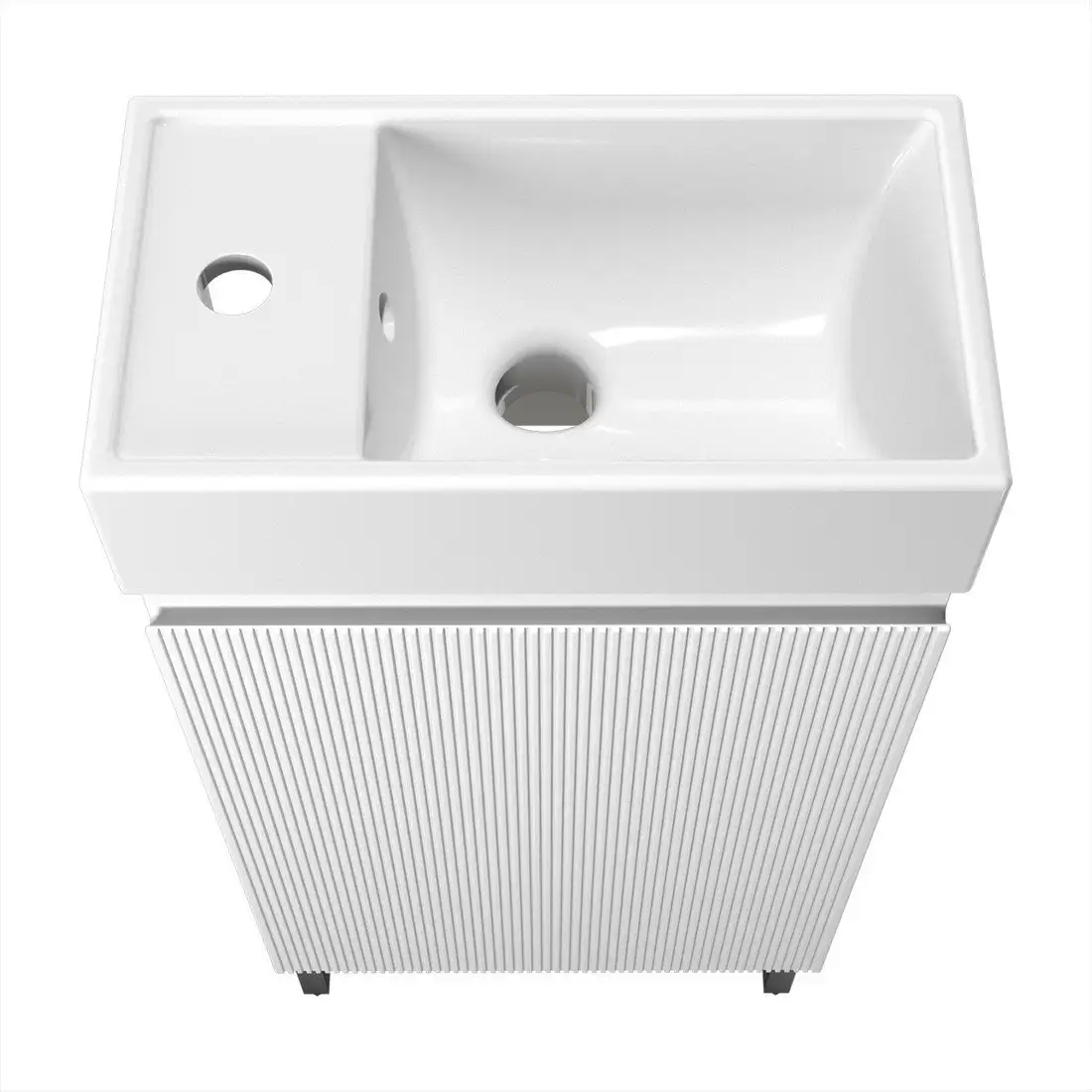 Wellsee Тумба под умывальник 3 в 1 WC Area 221801006 (тумба/матовый белый, раковина/глянцевый белый, ножки/матовый черный) – фото товара