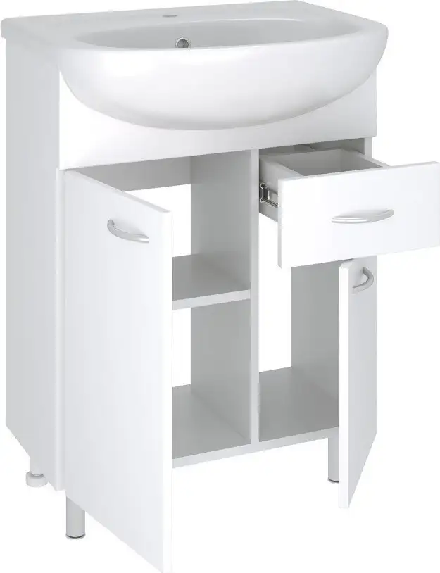 Runo Тумба с умывальником Runo Уют 60 с ящиком + Уют 60 (напольная) – фото товара