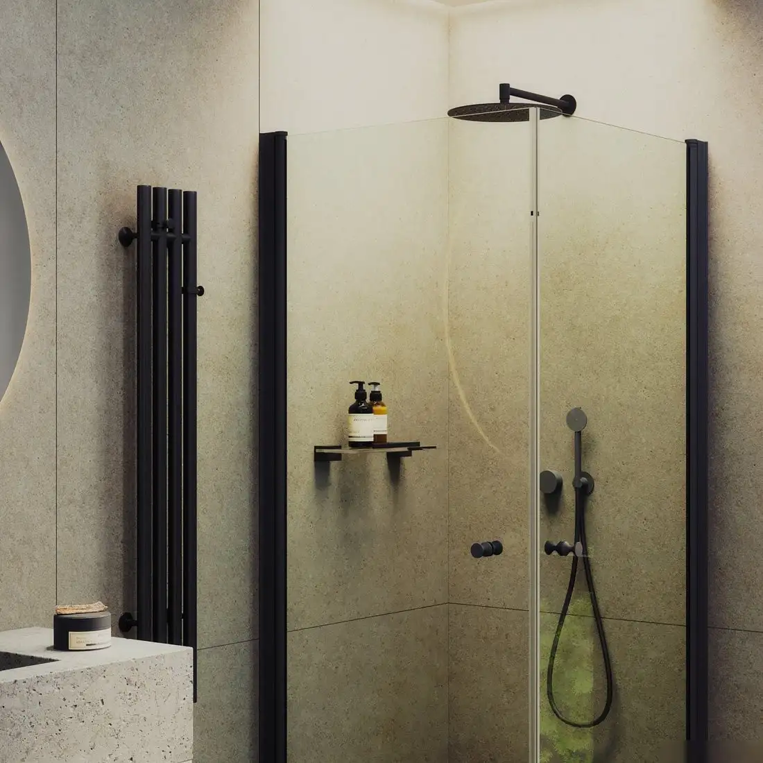 Душевой уголок MaybahGlass MGY-1292-6 (бесцветное стекло/черный) - фото товара