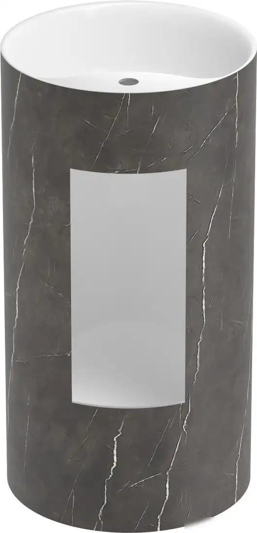 Умывальник Wellsee Chalice Perfection 230624000 (отдельностоящий, с отверстием под смеситель, цвет матовый черный мрамор/глянцевый белый) - фото товара