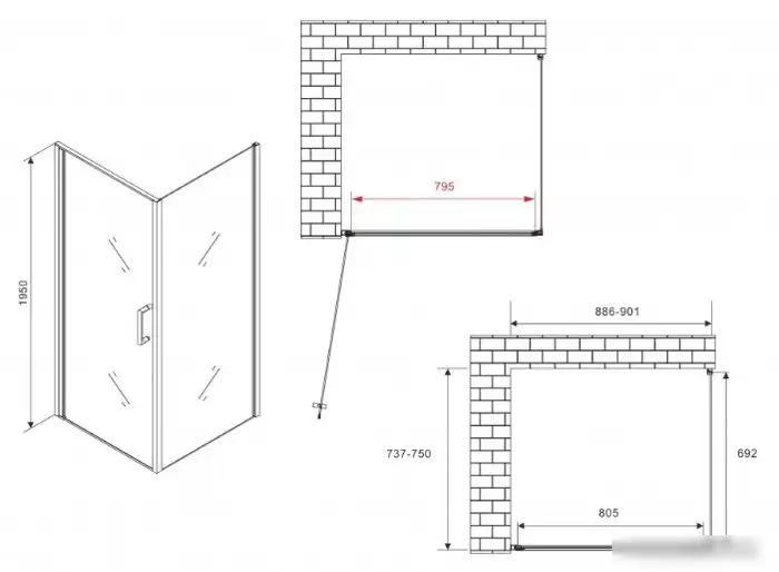 Душевой уголок Abber AG04090M-S75M - подробное фото Душевой уголок Abber AG04090M-S75M - фото товара
