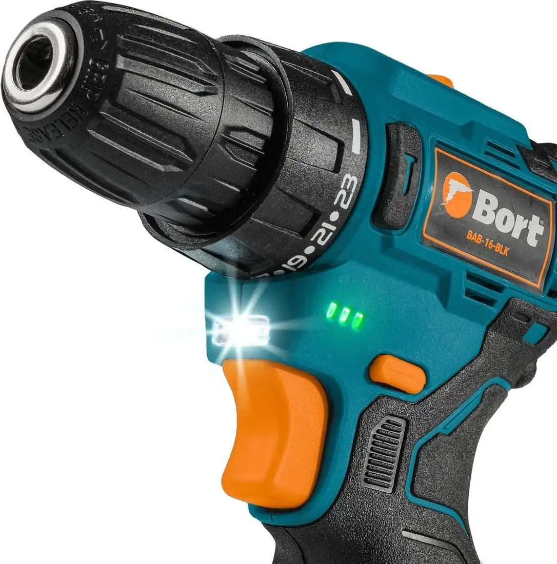 Дрель-шуруповерт Bort BAB-16-BLK 93414868 (с 2-мя АКБ, кейс) – фото товара