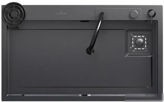 Кухонная мойка Mixline Pro 552104 (черный графит, с сифоном) - фото товара