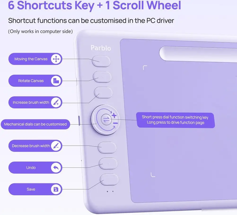 Графический планшет Parblo Intangbo SW (пурпурный) – фото товара